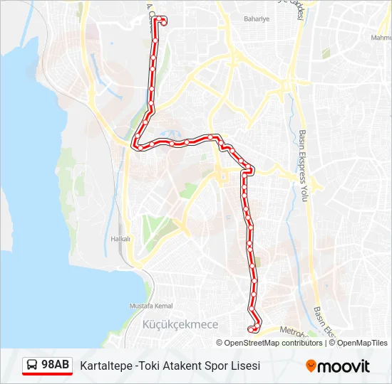 98AB Bus Line Map