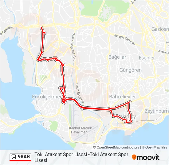 98AB Bus Line Map
