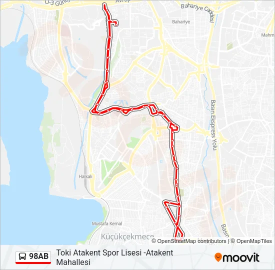 98AB Bus Line Map