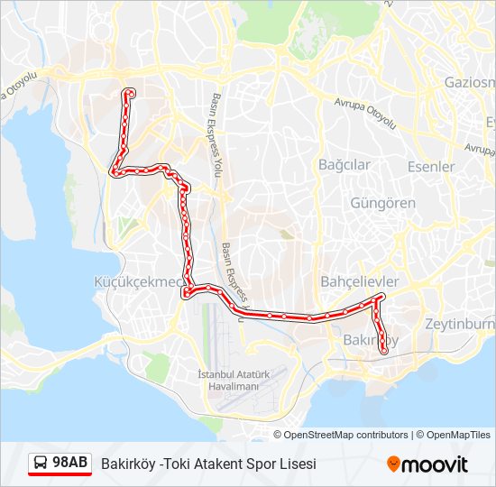 98AB bus Line Map