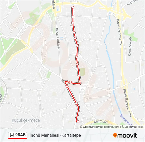 98AB Bus Line Map