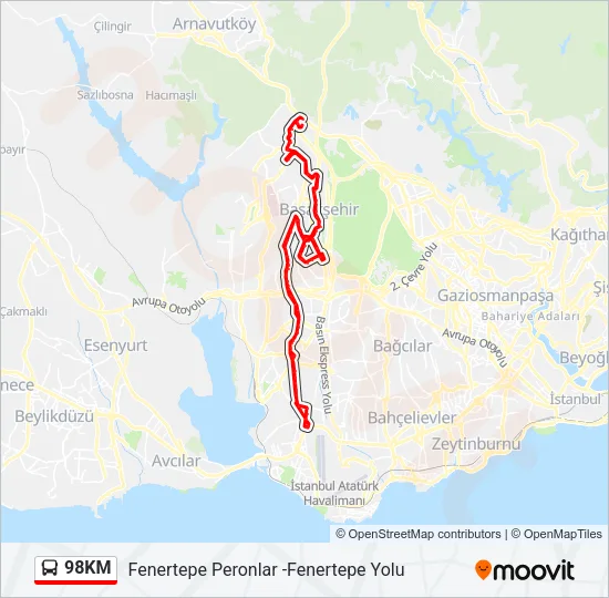 98KM Bus Line Map