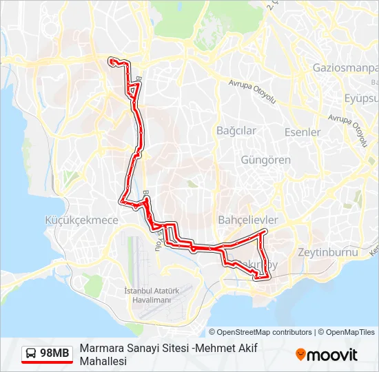 98MB Bus Line Map