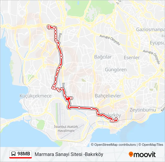 98MB Bus Line Map