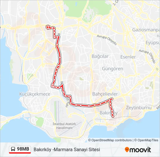 98MB Bus Line Map