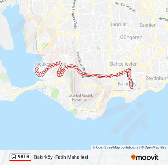 98TB Bus Line Map