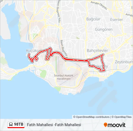 98TB Bus Line Map