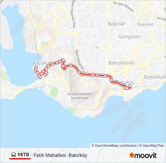 98TB Bus Line Map