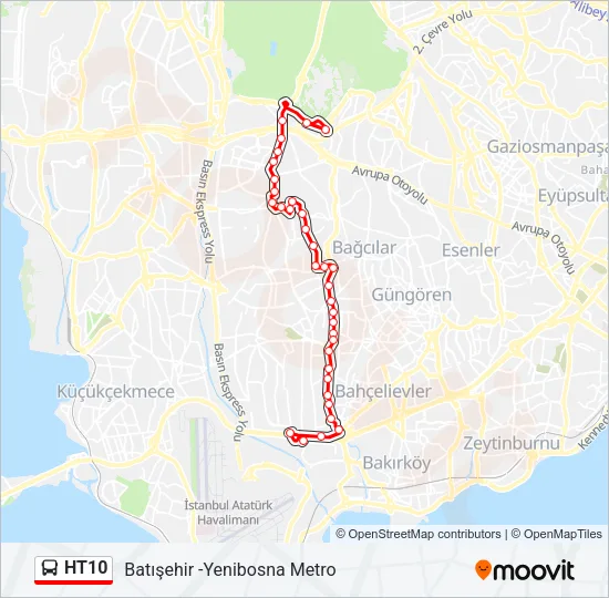 HT10 Bus Line Map