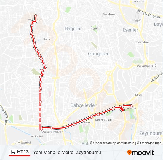 HT13 bus Line Map