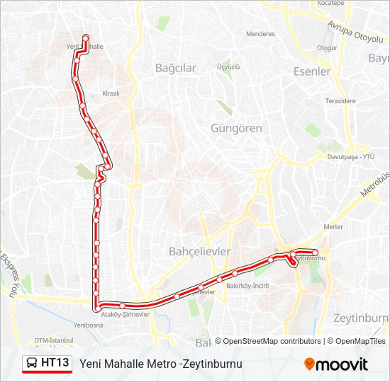 HT13 Bus Line Map