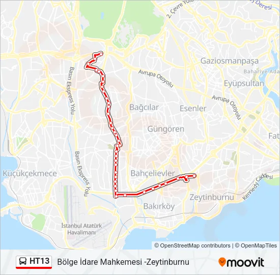 HT13 Bus Line Map