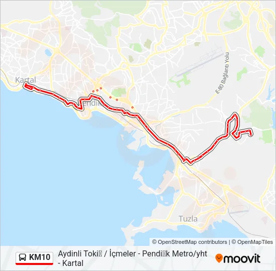 KM10 Bus Line Map