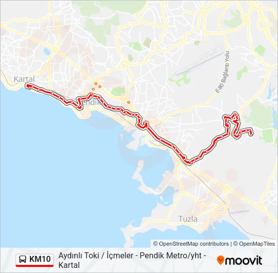 KM10 Bus Line Map