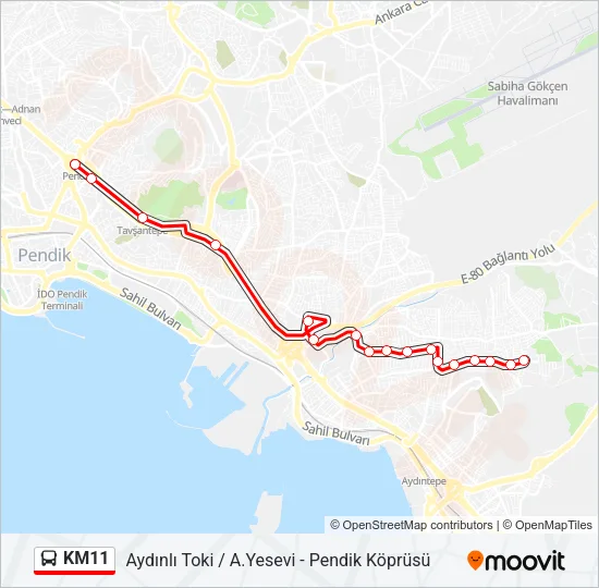 KM11 Bus Line Map