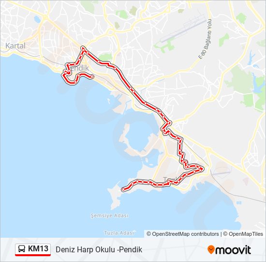 KM13 bus Line Map