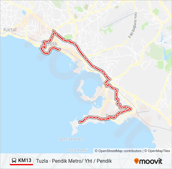 KM13 Bus Line Map