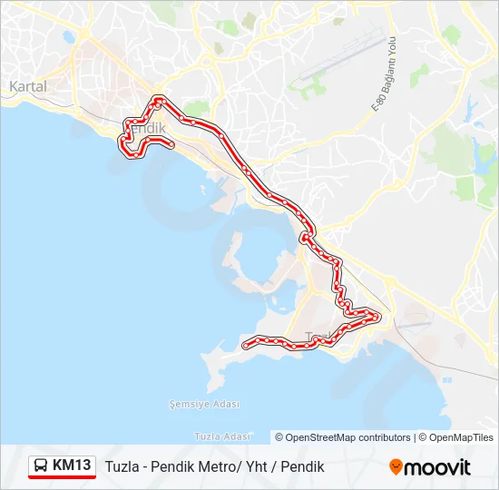 KM13 Bus Line Map