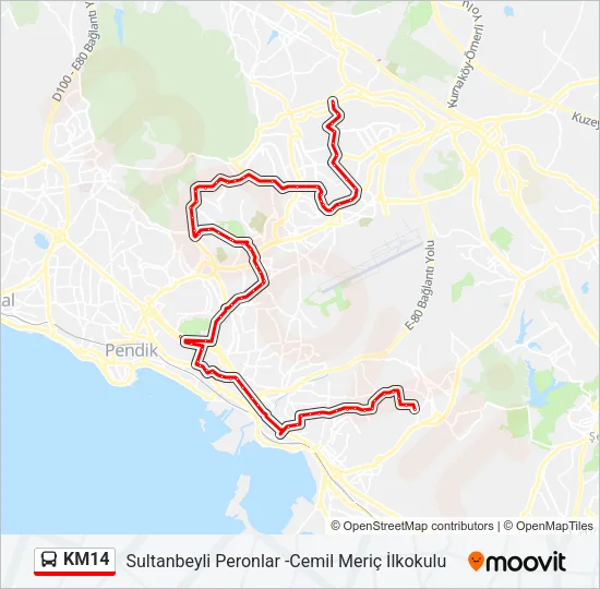 KM14 Bus Line Map