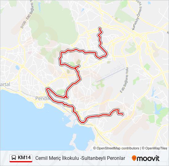 KM14 bus Line Map