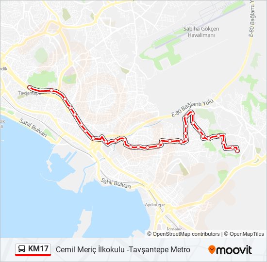 KM17 bus Line Map