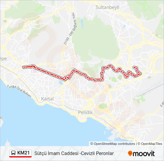 KM21 Bus Line Map
