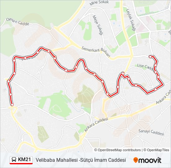 KM21 bus Line Map