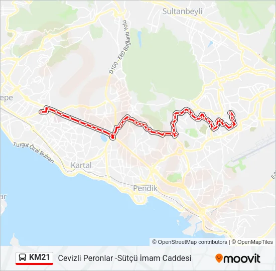 KM21 Bus Line Map