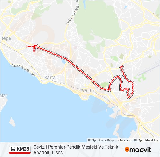 KM23 otobüs Hattı Haritası