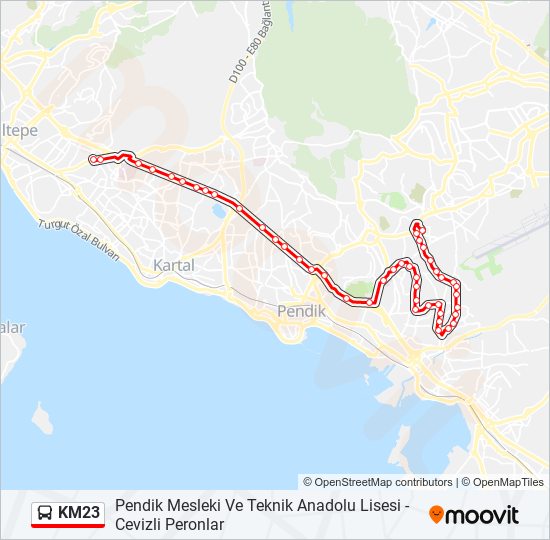 KM23 otobüs Hattı Haritası