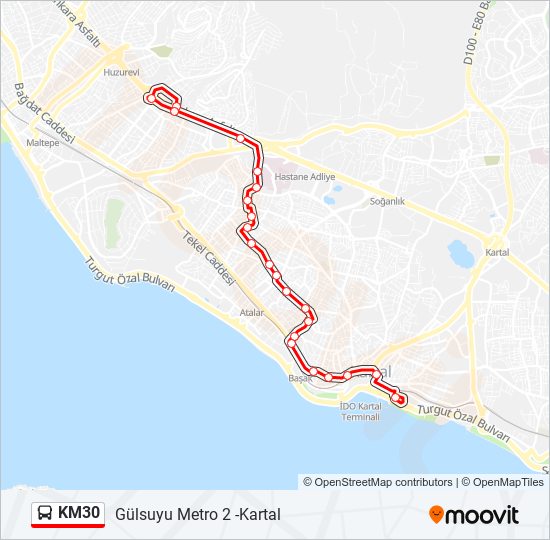 KM30 otobüs Hattı Haritası