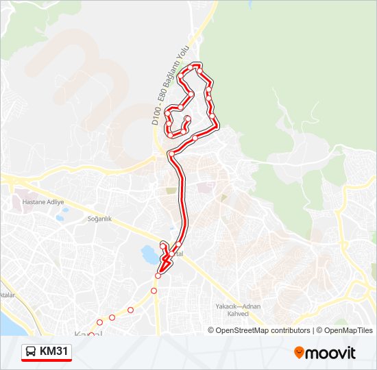 KM31 bus Line Map