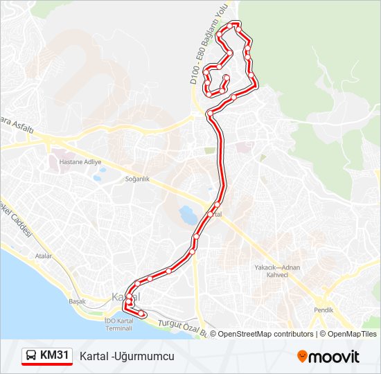 KM31 otobüs Hattı Haritası