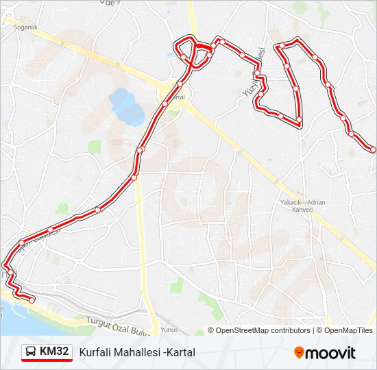 KM32 otobüs Hattı Haritası