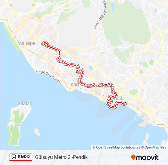 KM33 bus Line Map