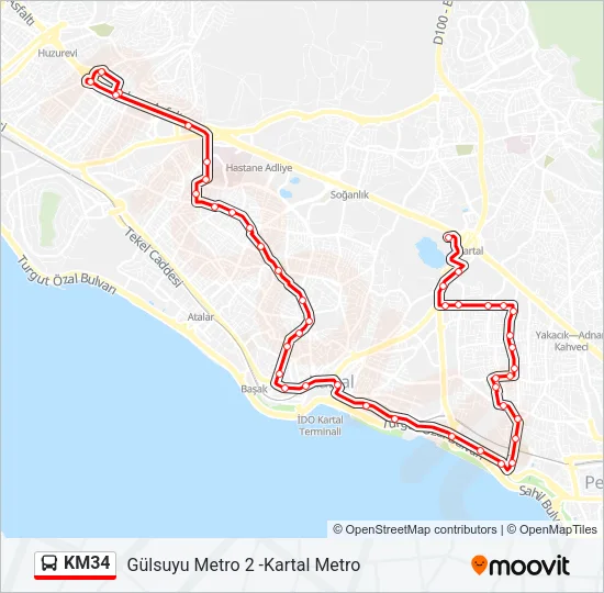 KM34 Bus Line Map