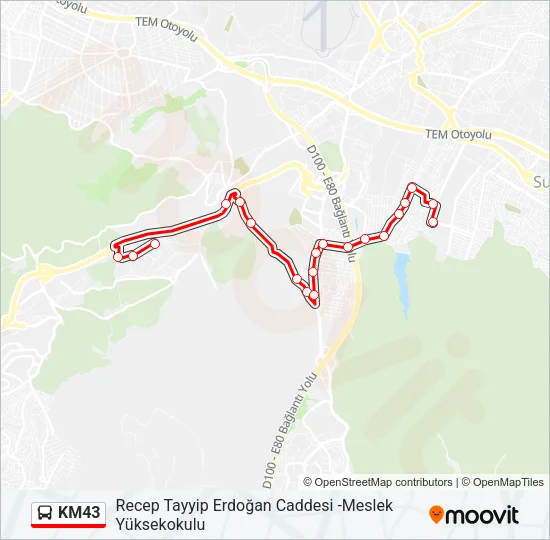 KM43 Bus Line Map