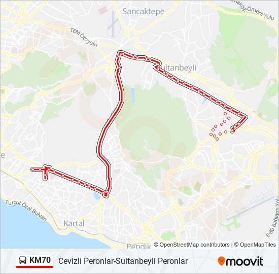 KM70 bus Line Map