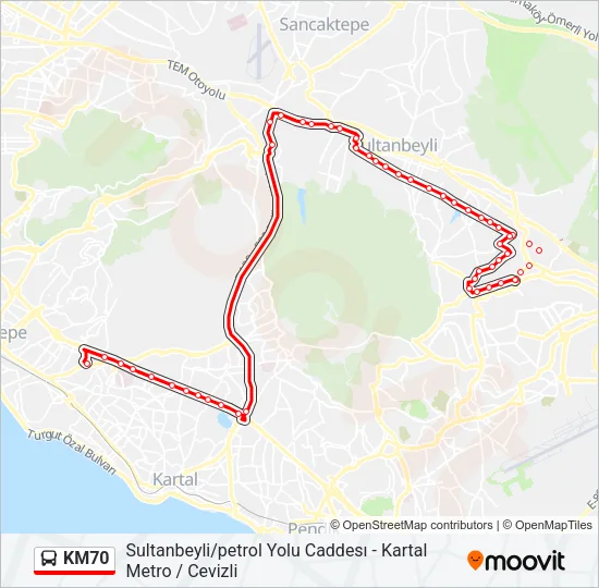 KM70 Bus Line Map