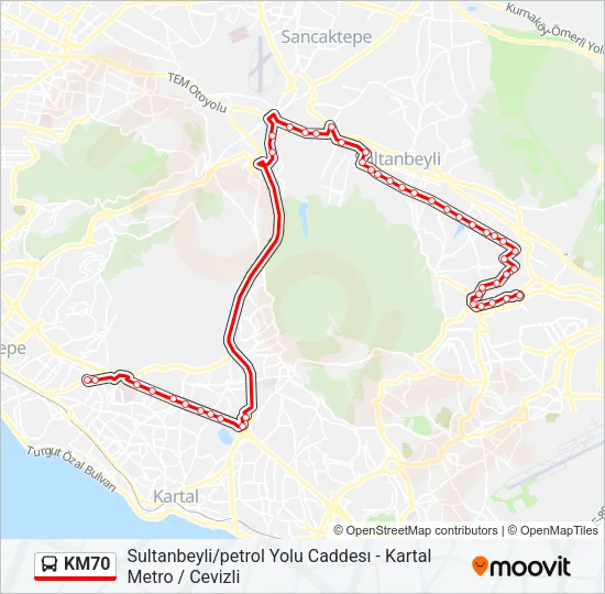 KM70 Bus Line Map