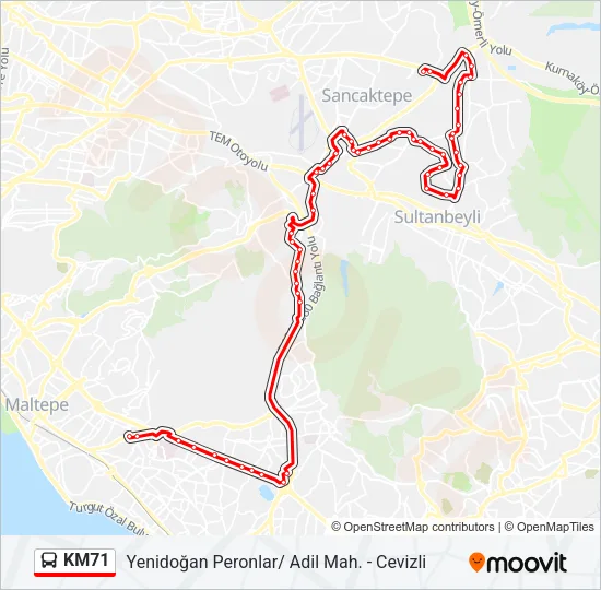KM71 Bus Line Map
