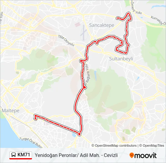 KM71 Bus Line Map