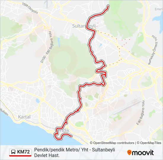 KM72 Bus Line Map