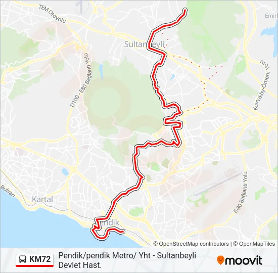 KM72 Bus Line Map