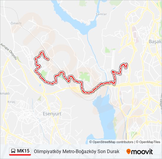 MK15 bus Line Map