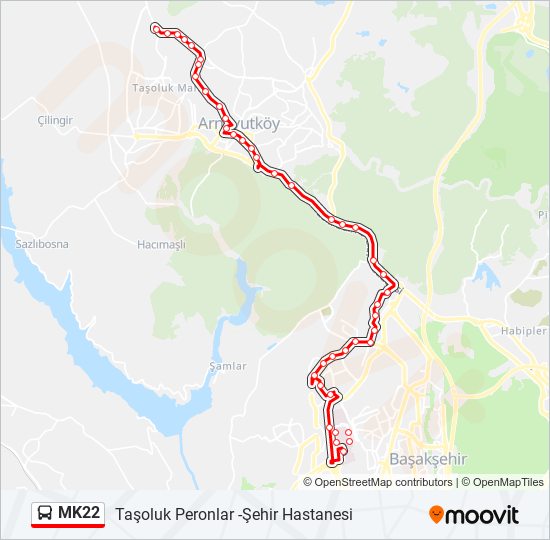 MK22 bus Line Map