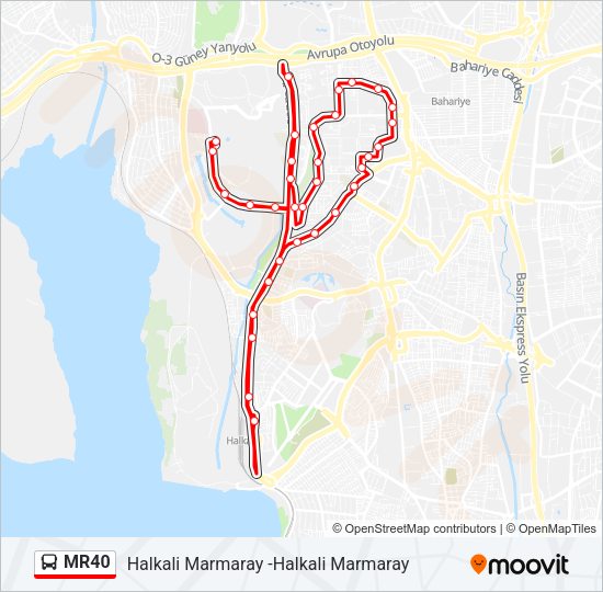 MR40 otobüs Hattı Haritası
