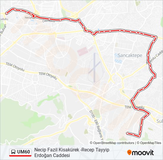 UM60 bus Line Map