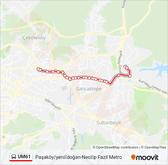 UM61 Bus Line Map