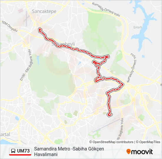 UM73 Bus Line Map